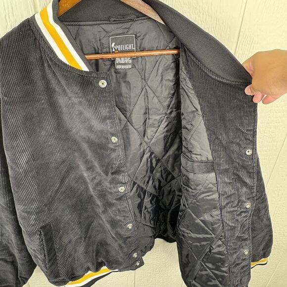 Y2K Black Corduroy Pittsburgh Steelers Bomber Size X-Large - Picture 11 of 11